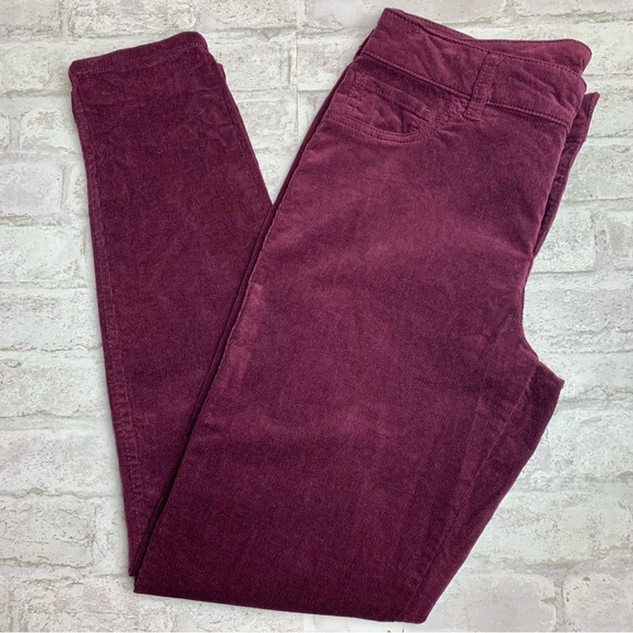 Maurices Mico Corduroy Pants Burgundy Skinny Stretch EUC 8 - Picture 1 of 9